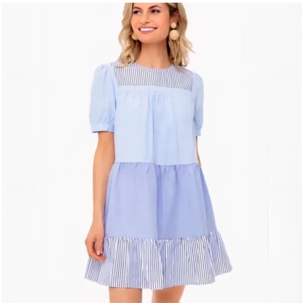 English Factory Quinn Tier Mini Swing Blue Dress
